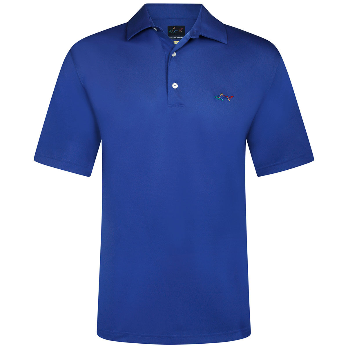 Greg Norman Blue Embroidered Shark Logo Golf Polo Shirt, Mens, Maritime | American Golf, Size: Large von Greg Norman