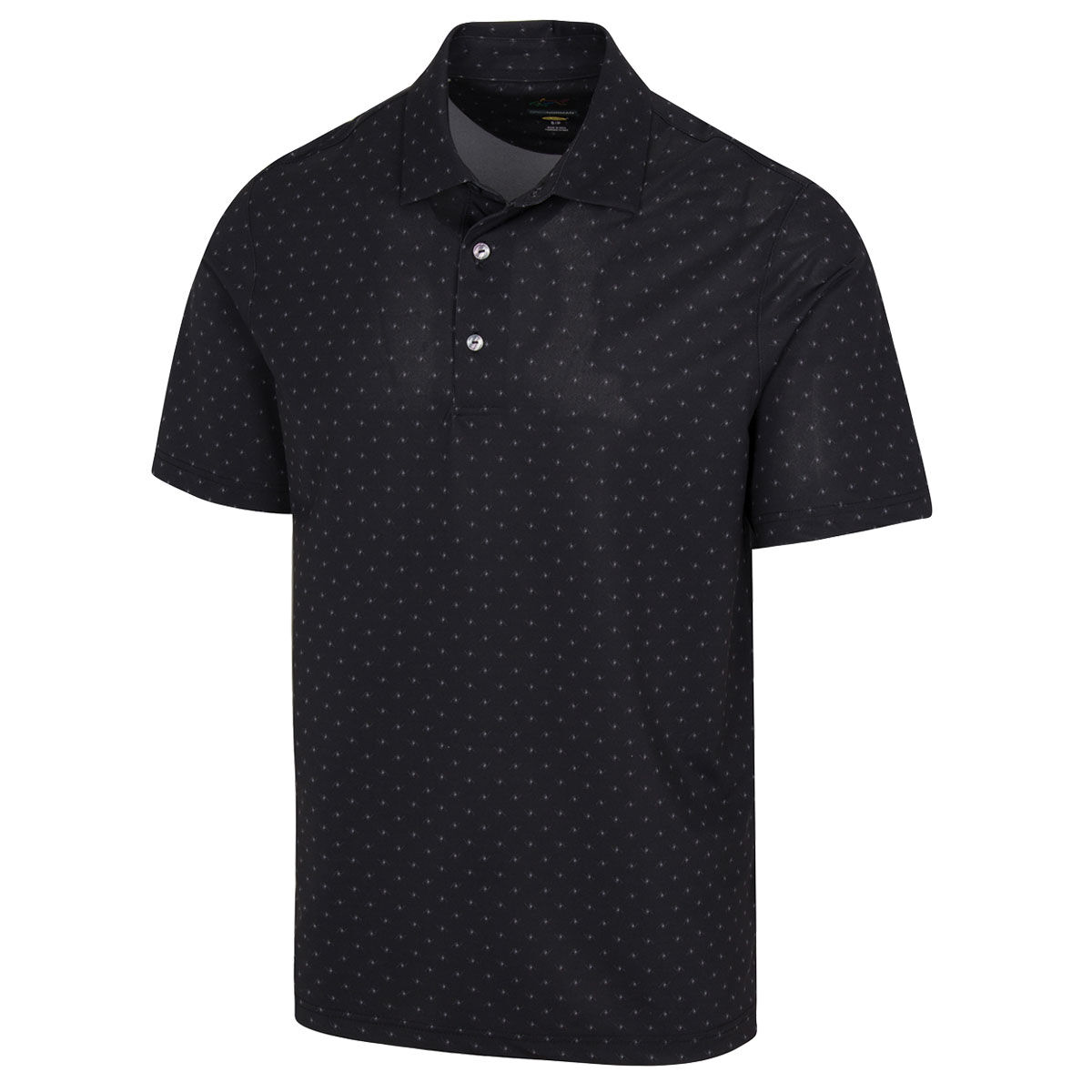 Greg Norman Men's Black and White Freedom Micro Pique Spinner Print Golf Polo Shirt, Size: Medium | American Golf von Greg Norman
