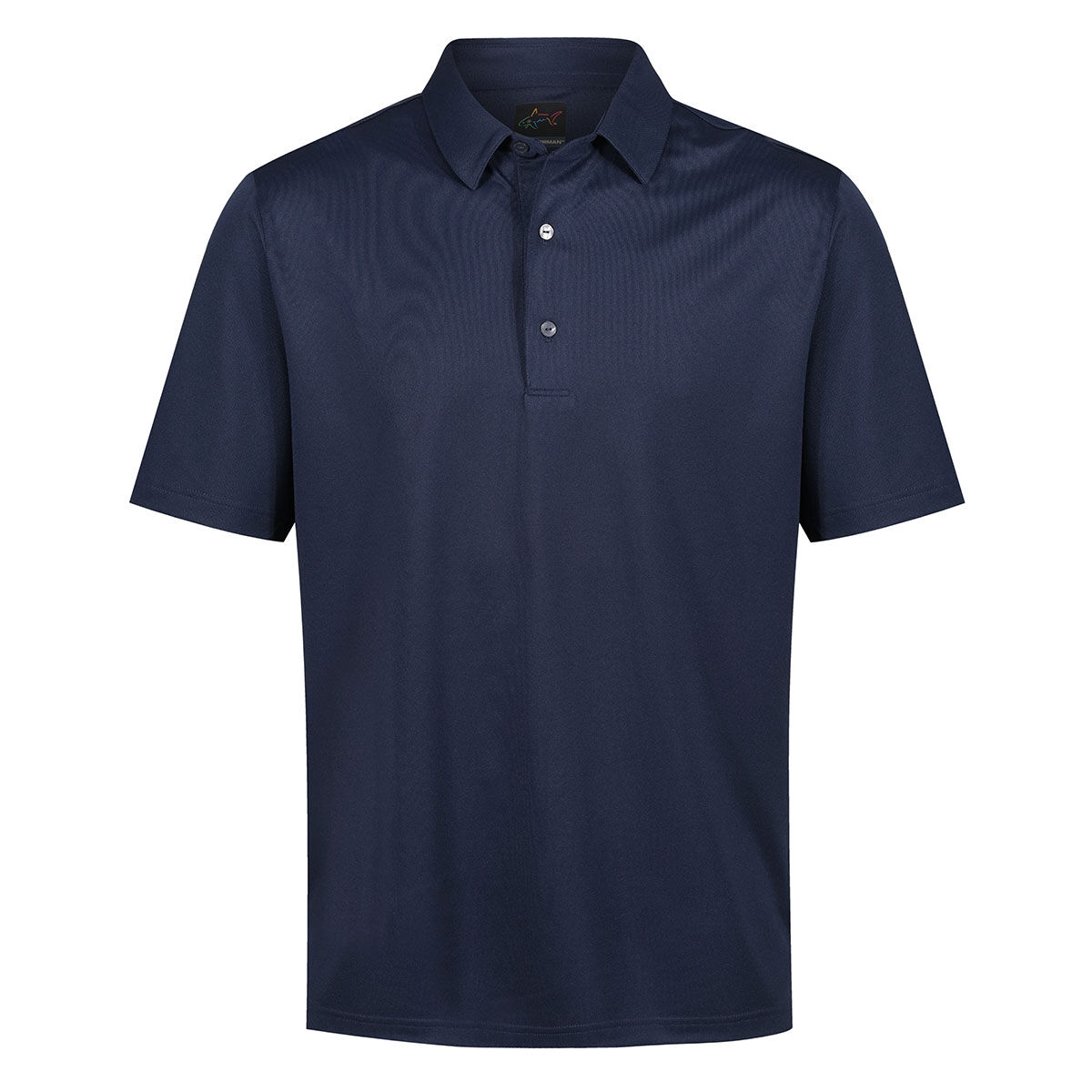Greg Norman Mens Navy Blue Comfortable Neck Logo Stretch Golf Polo Shirt, Size: Large | American Golf von Greg Norman