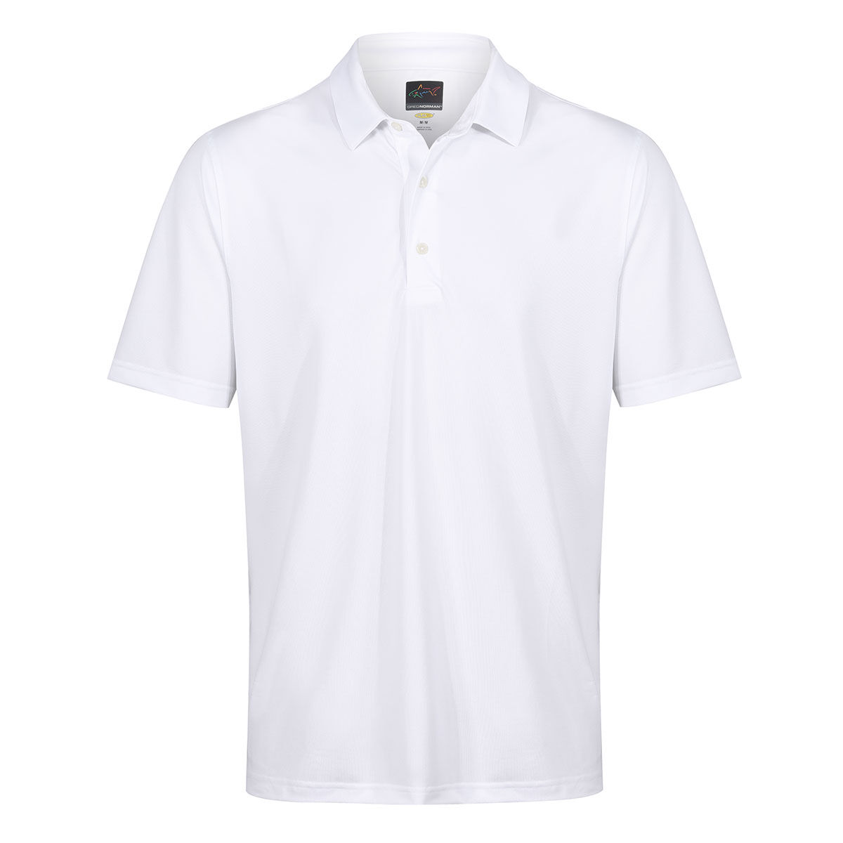 Greg Norman Mens White Comfortable Neck Logo Stretch Golf Polo Shirt, Size: Large | American Golf von Greg Norman