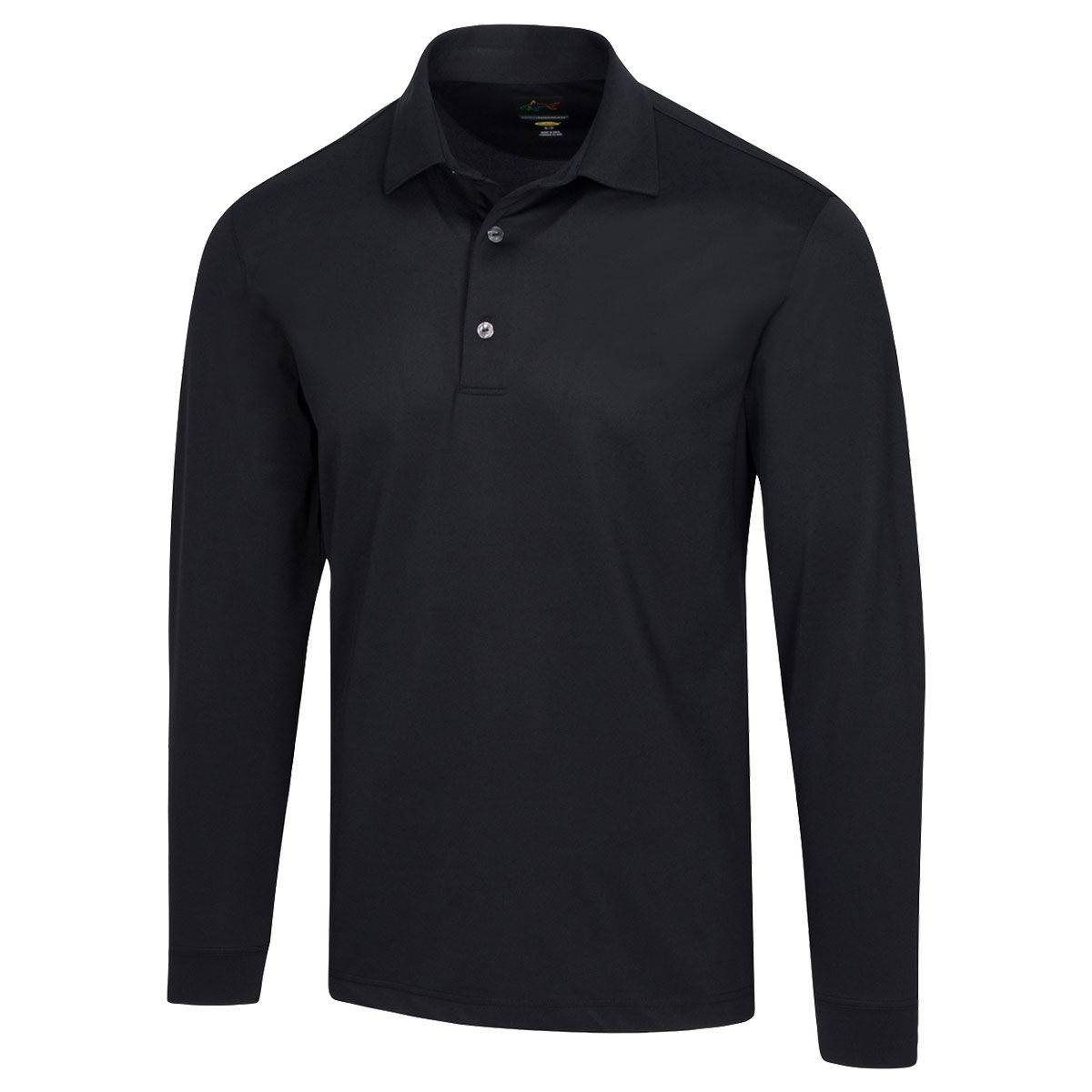 Greg Norman Men's Black Long Sleeve Freedom Pique Golf Polo Shirt, Size: XL | American Golf von Greg Norman
