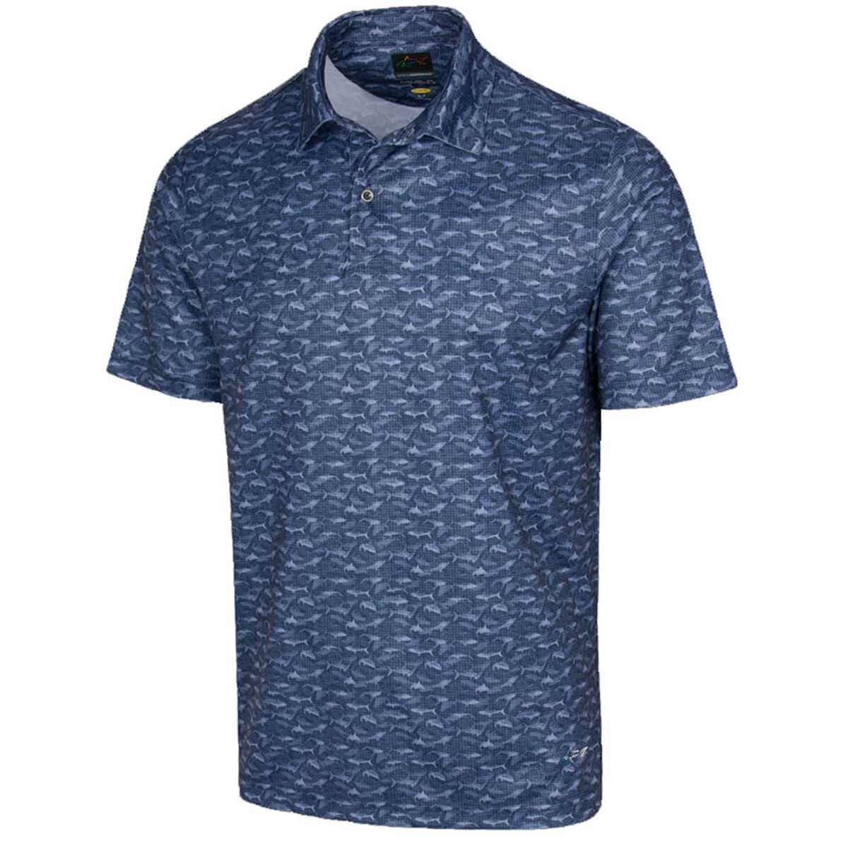 Greg Norman Golf Polo Shirt, Men's Navy Blue Comfortable Lab Shark Shadow, Size: S | American Golf von Greg Norman