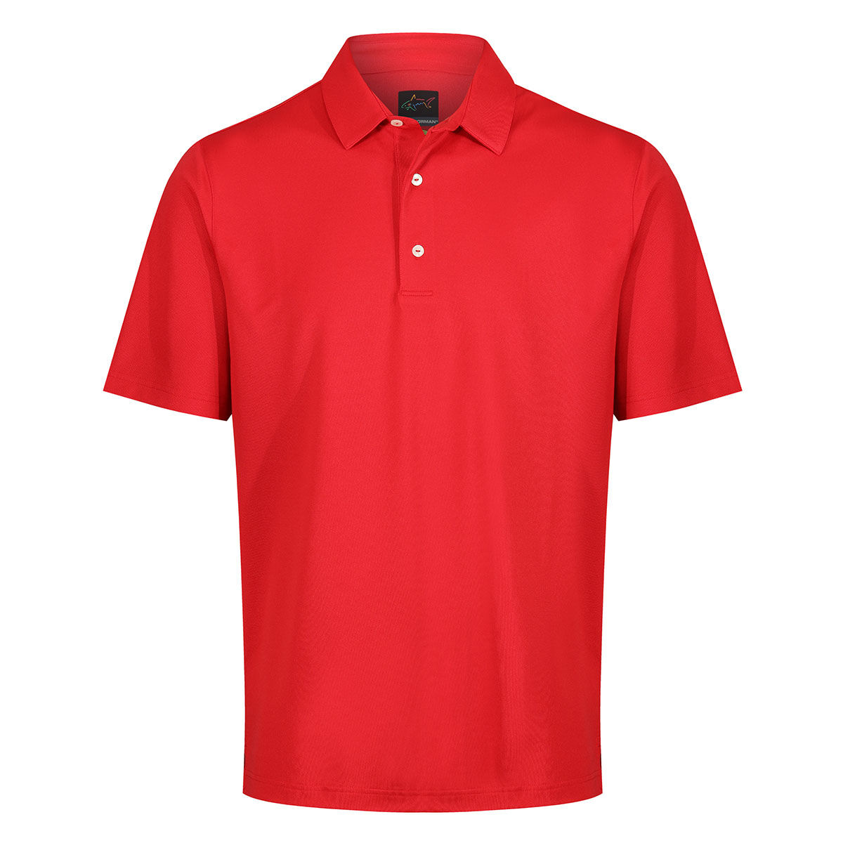 Greg Norman Men's Neck Logo Stretch Golf Polo Shirt, Mens, British red, Large | American Golf von Greg Norman
