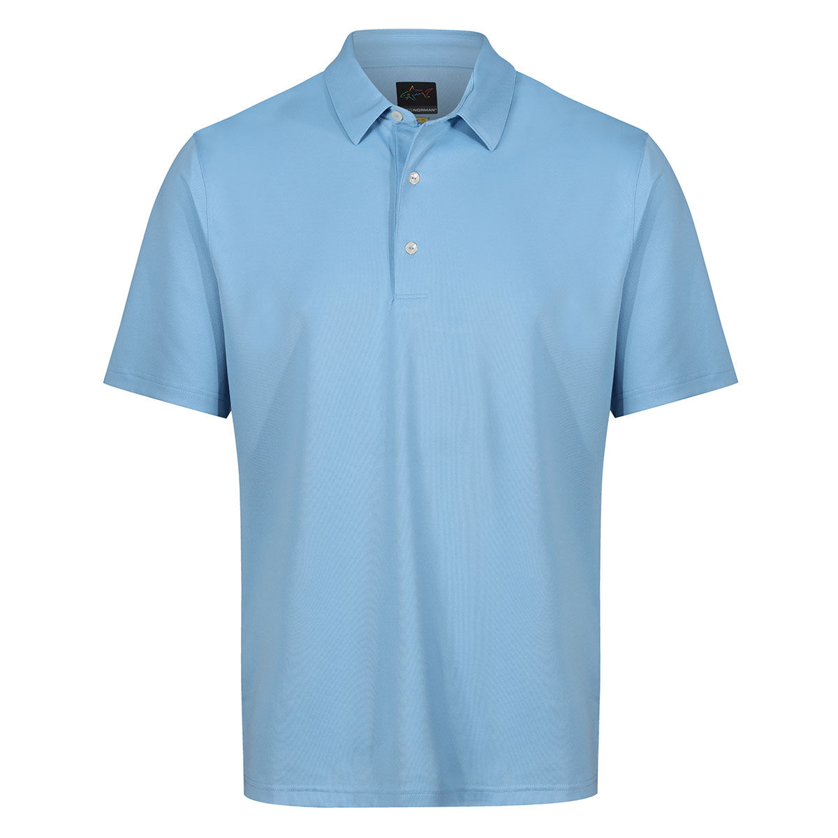 Greg Norman Men's Neck Logo Stretch Golf Polo Shirt, Mens, Coastal blue, Small | American Golf von Greg Norman