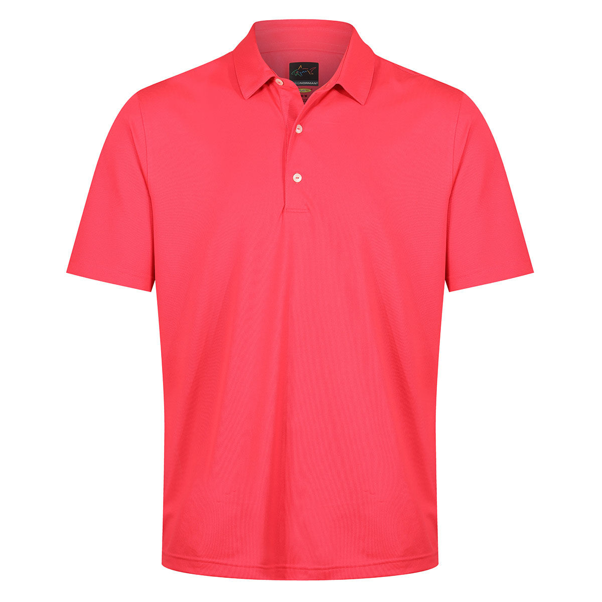 Greg Norman Men's Neck Logo Stretch Golf Polo Shirt, Mens, Coral sunset, Large | American Golf von Greg Norman