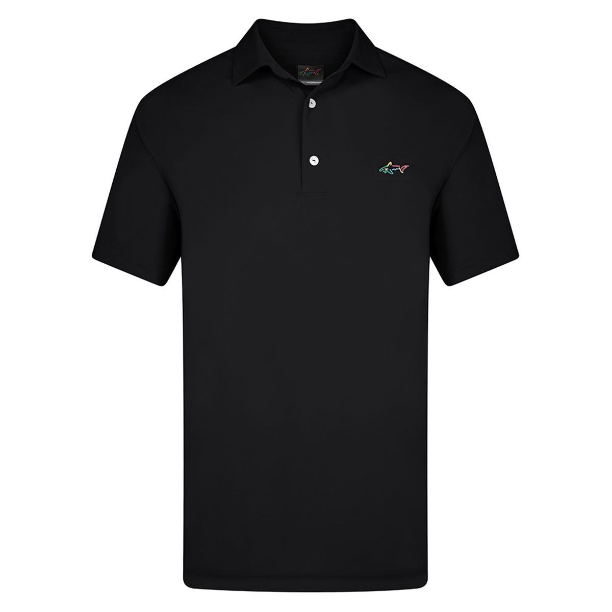 Greg Norman Men's Shark Logo Golf Polo Shirt, Mens, Black, Large | American Golf von Greg Norman