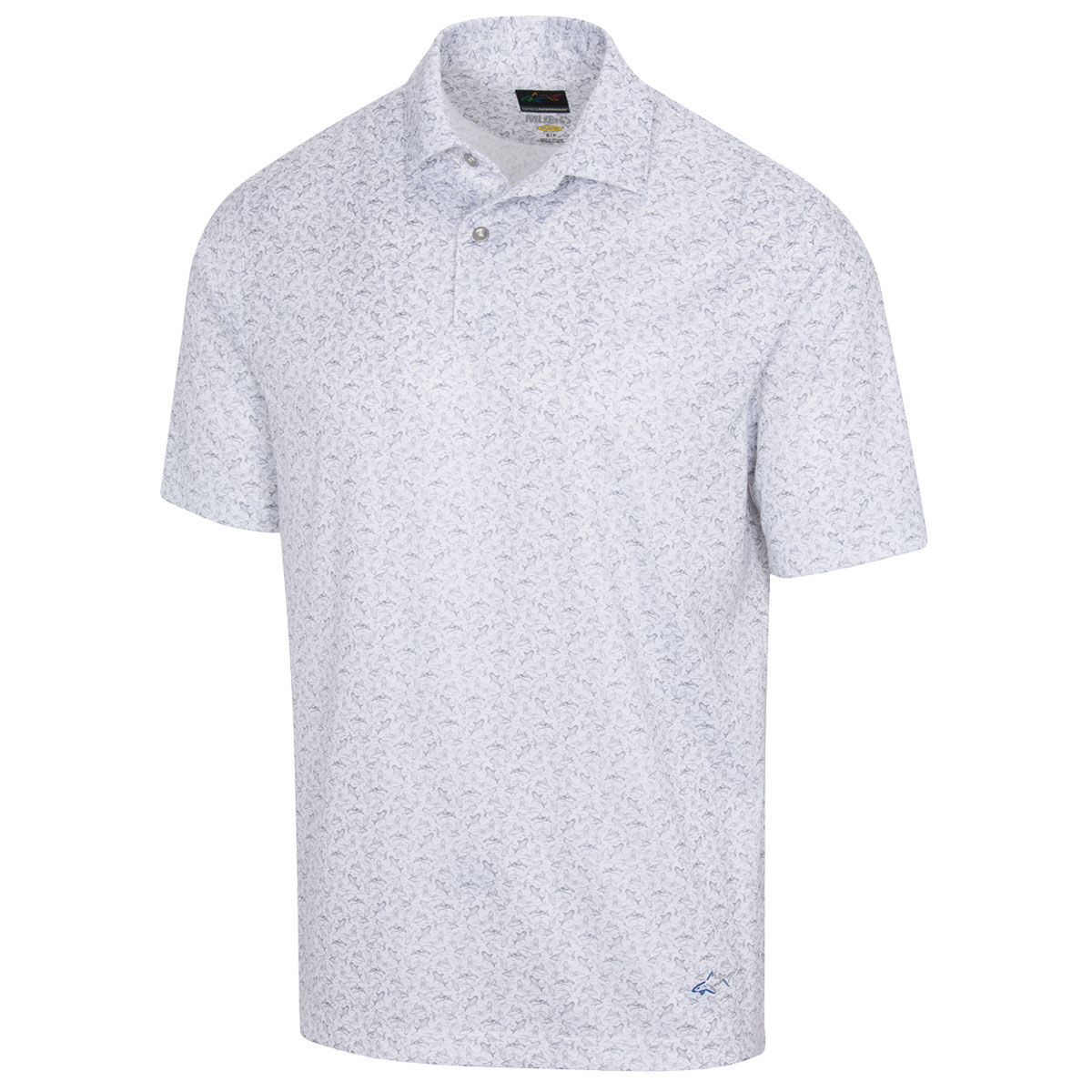 Greg Norman Men's Shark Sketch Golf Polo Shirt, Mens, White/sky, Large | American Golf von Greg Norman