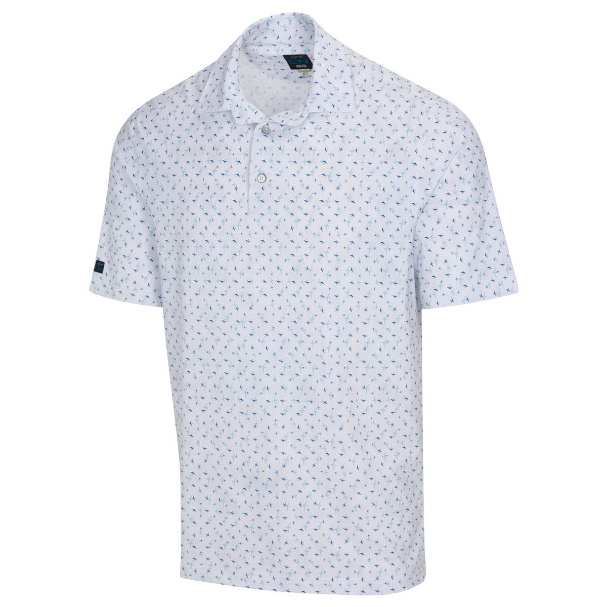 Greg Norman Men's Skywriting Golf Polo Shirt, Mens, White, Medium | American Golf von Greg Norman