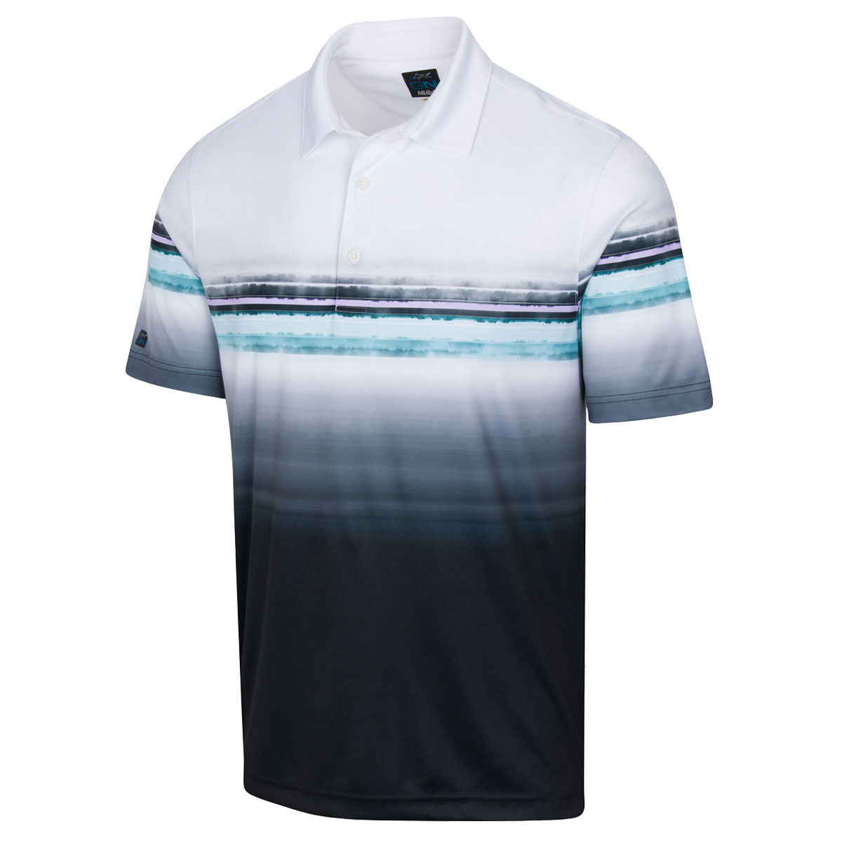 Greg Norman Men's White Comfortable Striped Tidal Stripe ML75 Golf Polo Shirt, Size: S | American Golf von Greg Norman
