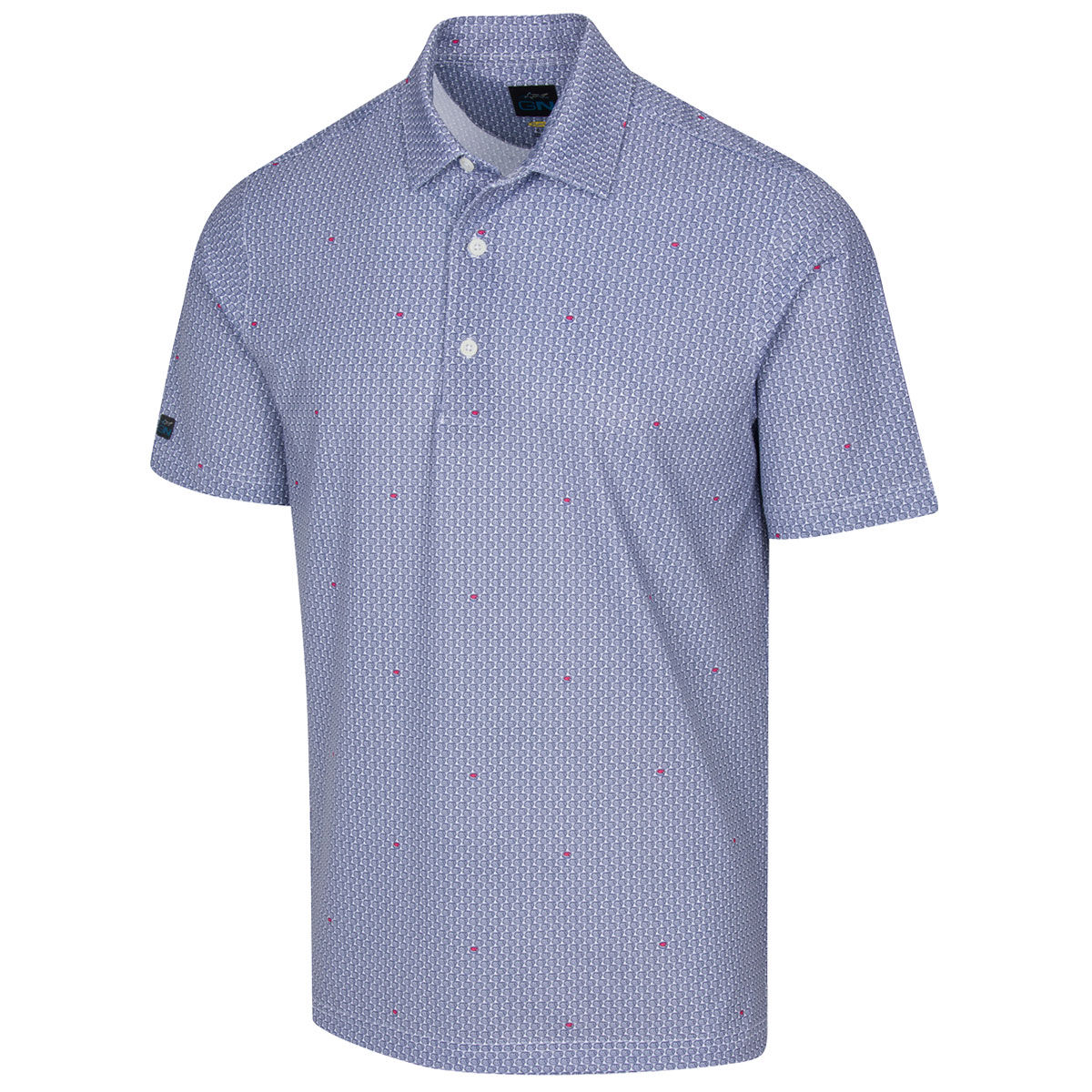 Greg Norman Men's White Pie Foulard Golf Polo Shirt, Size: S | American Golf von Greg Norman