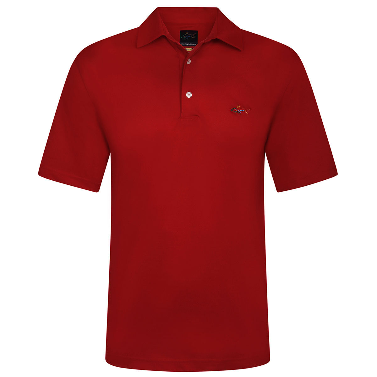 Greg Norman Red Embroidered Shark Logo Golf Polo Shirt, Mens | American Golf, Size: Small - Father's Day Gift von Greg Norman