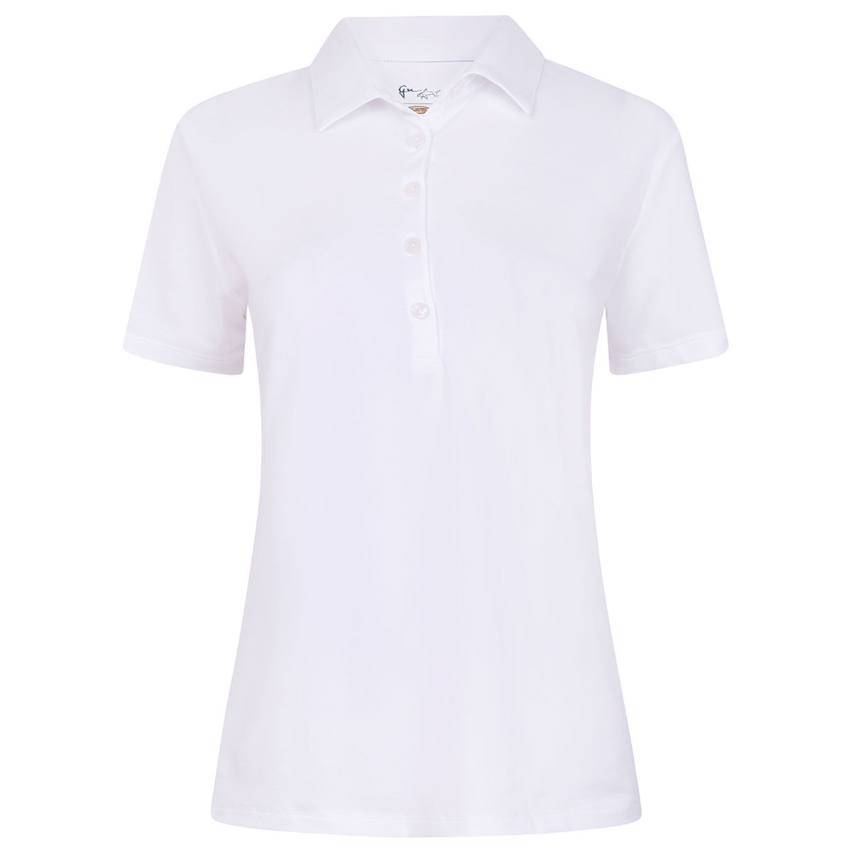 Greg Norman White Embroidered Freedom Pique Golf Polo Shirt, Womens | American Golf, Size: Medium von Greg Norman