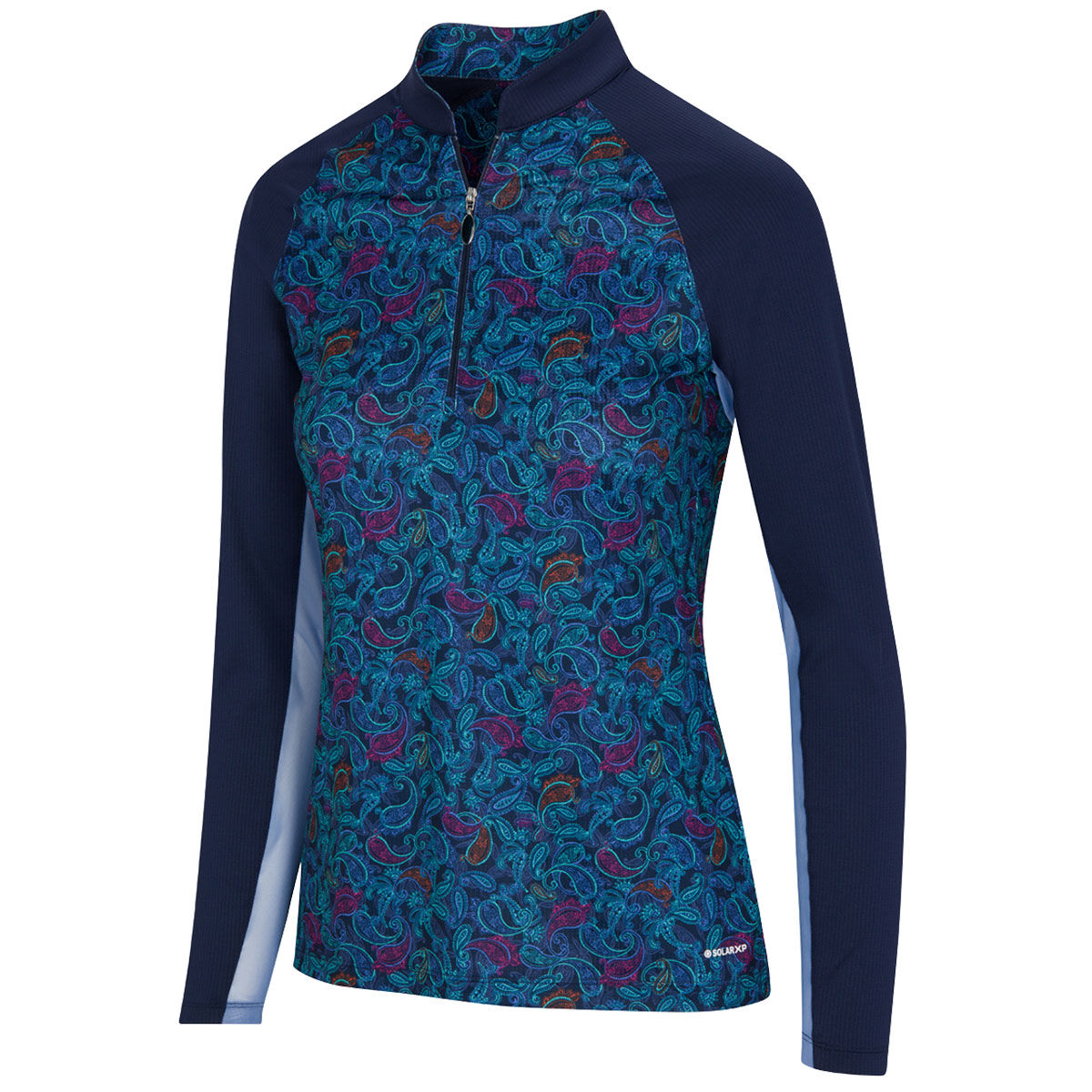 Greg Norman Women's Navy Blue, Pink and Red Lightweight Paisley Print Golf Mid layer, Size: Large | American Golf von Greg Norman