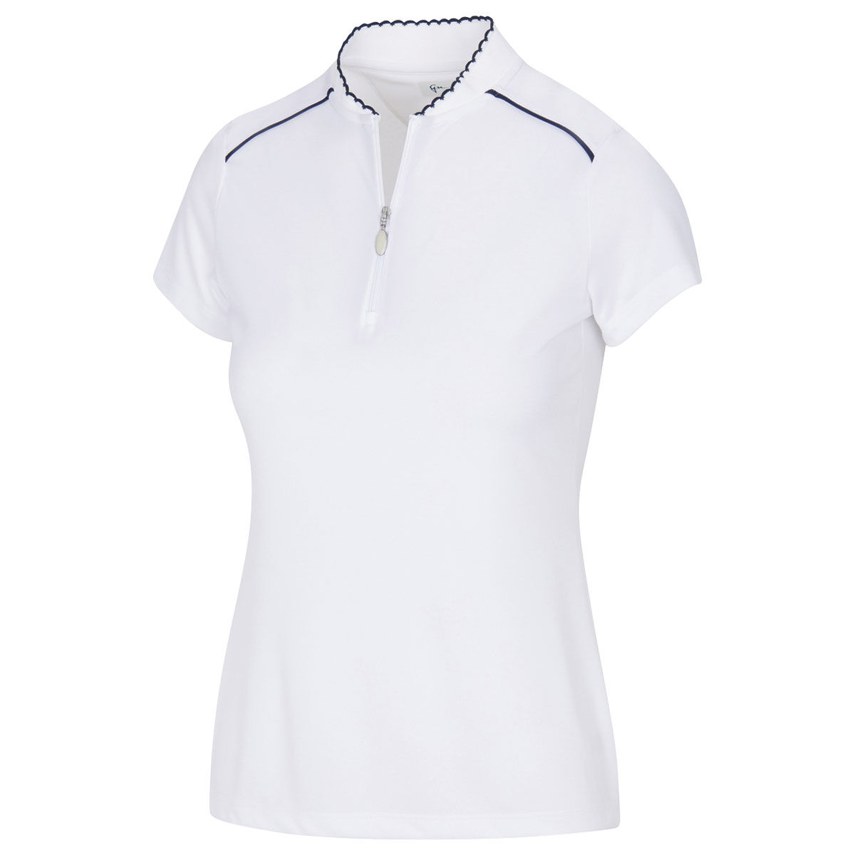 Greg Norman Womens Scallop Collar Golf Polo Shirt, Female, White, Large | American Golf von Greg Norman