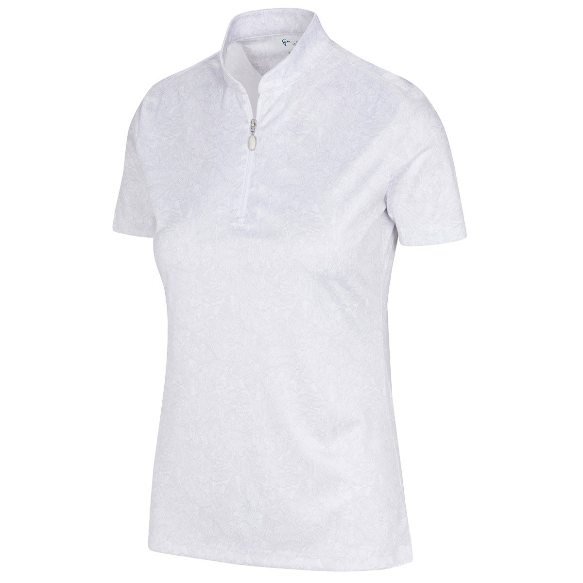Greg Norman Womens Tropical Menagerie Zip Golf Polo Shirt, Female, White, Xs | American Golf von Greg Norman