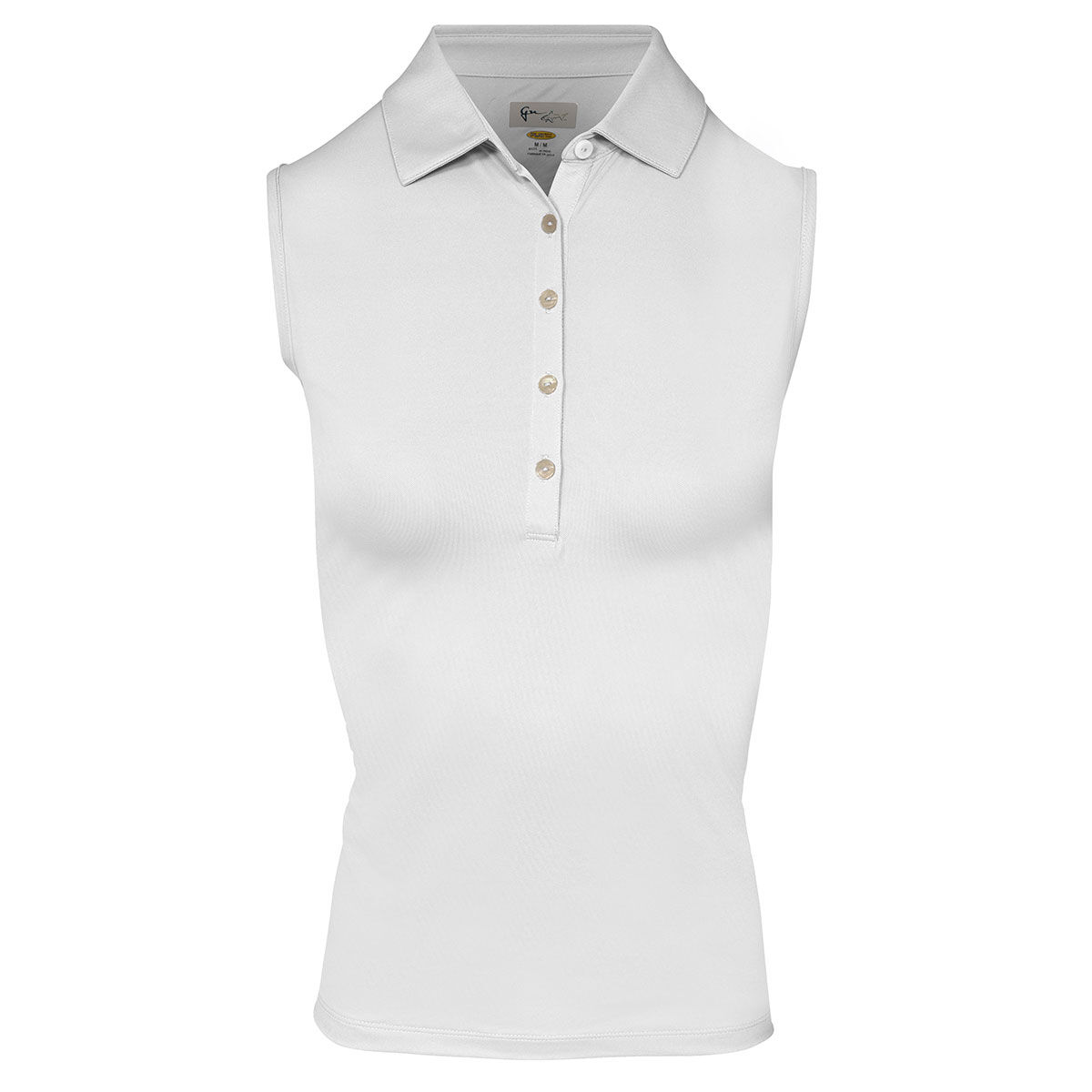 Greg Norman Golf Polo Shirt, Womens White Freedom Pique Sleeveless, Size: Large| American Golf von Greg Norman