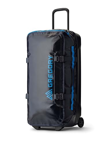 Gregory Divide Rollers - Alpaca Wheeled Duffel 100 - Reisetasche mit Rollen, 81 cm, 100 L, 3.96 KG, Wetterschutz, Leichtlaufrollen, Intelligente Innenorganisation, Blau (Slate Blue) von Gregory
