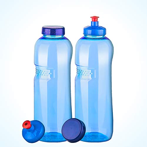 2 x Trinkflasche 1 L mit push & pull Deckel Wasserflasche aus Tritan (Bisphenol A frei) von Greiner