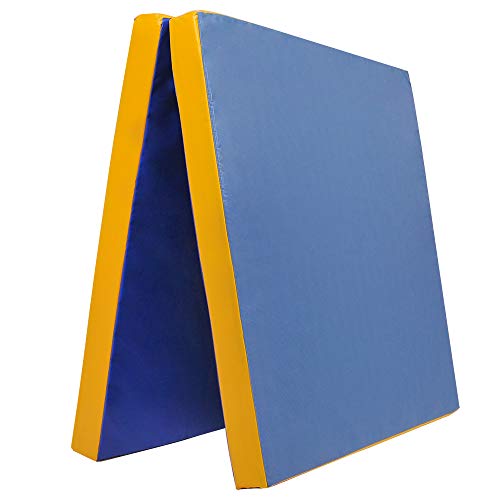 Klappbare Turnmatte - versch. Farben & Größen - RG: 22 kg/m³ (200 x 200 x 8 cm, Blau-Gelb) von Grevinga