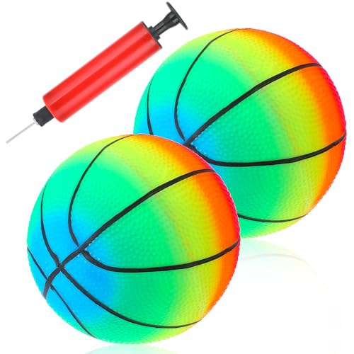 2 Stück ball kinder outdoor PVC Regenbogen ball,Bouncy Kickball Kinder Outdoor,Aufblasbaren Wasserball,6 Zoll Aufblasbaren Inflation Strand Bälle mit Pumpe,Handball für Kinder Aufblasbare Bälle von Grevosea