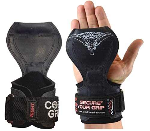 Cobra Grips PRO Best Weight Lifting Handschuhe, Heavy Duty Straps, Alternative zu Power Lifting Haken, Power Lifting, für Kreuzheben mit integrierter, verstellbarer Neopren-gepolsterter Handgelenkbandage. von Grip Power Pads