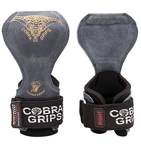 Cobra Grips Pro GewichtheberHandschuhe, robuste Riemen, Alternative zu PowerLifting Haken für Kreuzheben, mit integriertem, verstellbarem Neopren, gepolsterte Handgelenkbandage, Bodybuilding (Pro von Grip Power Pads