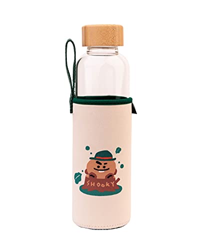 Grupo Erik Trinkflasche 500 ml Glas - GYM Flasche BT21 Shooky Glasflasche 500 ml - Sportflasche Kinder - Wasserflasche Glas - BTS Fanartikel Offizieller BTS Merch von Grupo Erik