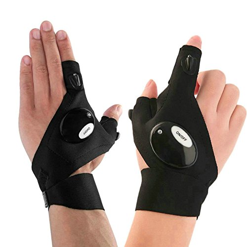 GuDoQi 1 Paar von LED Taschenlampe Handschuhe Außenhandschuhe für Reparieren und Arbeiten an dunklen Orten, Angeln, Camping und Wandern von GuDoQi