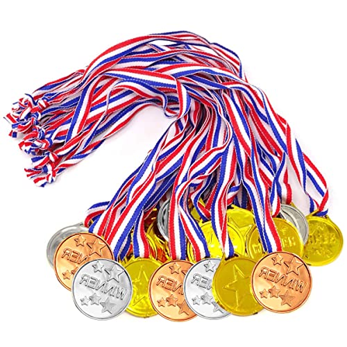 Guador 50 Stück Siegermedaillen, Kinder-Plastik-Goldmedaillen Kinder-Plastik-Gewinner-Preis-Medaillen Silbermedaillen und Bronze-Medaillen Medaille im olympischen Stil für Schulsporttag-Partyspiel von Guador