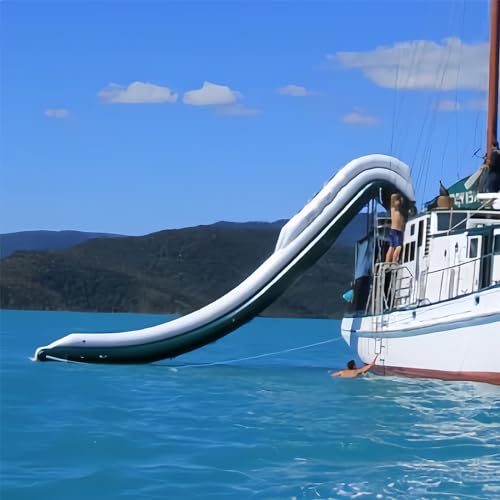 Gueploer Yacht aufblasbare große Wasserparkrutsche schwimmende Wasserrutsche für Sommersegeln, faltbares und einfach zu installierendes Wassersportschiff,19.6Ft/6M von Gueploer