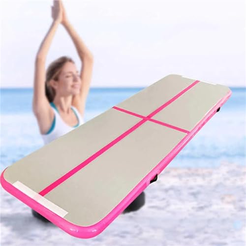 Gymnastik-Luftmatte, 10,2 cm dick, Tumble Track mit Pumpe, Trainingsmatten für den Heimgebrauch/Fitnessstudio/Yoga/Cheerleading/Strand,16.4Ft/5M*3.2Ft/1M,White von Gueploer