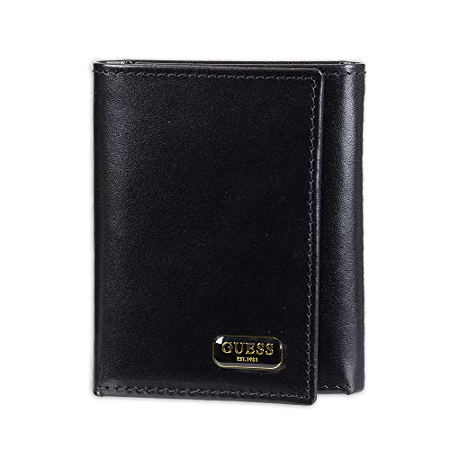 Guess Men's Leather Trifold Wallet, Black Chavez, One Size von GUESS