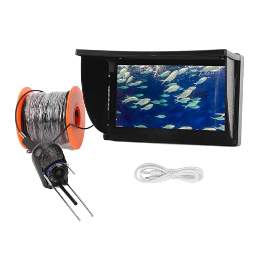Unterwasser Kamera, 5-Zoll-Großbild-Unterwasser-Angelkamera mit Infrarot-Nachtsicht, 220°-Weitwinkelansicht, Fischfinder mit 20-Meter-Kabel, 8000 MAh von Gugxiom