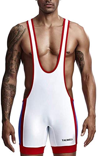 Guhui Männer Wrestling Singlet Bodysuit Sexy Homosexuell Men Under Body- Workout Onesies Lingerie (Farbe : White, Size : L) von Guhui