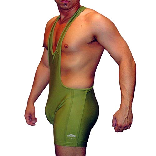 Wrestling Singlet, Badiace Low Cut Man Wrestler Leotard Body- Gym Outfit One Piece Strumpfhosen (Color : Green, Size : XL) von Guhui