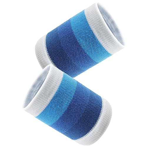 Schweißbänder 2 Stück Sport Wristbands Schweißband Handgelenk Fitness Schweißband Arm Absorbierende Schweißbänder Handgelenk für Herren Damen Fußball Basketball Fitnessstudio (Farbverlauf Blau) von Gukasxi