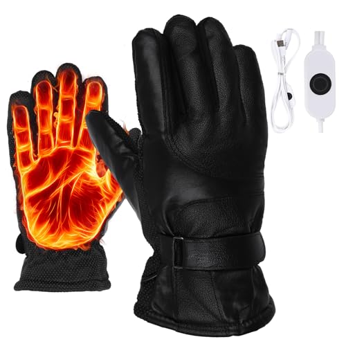 USB Beheizbare Handschuhe für Herren Damen, 3 Stufige Beheizte Ski Handschuhe, Touchscreen Elektrische erhitzte Handschuhe Bildschirm Touch wasserdicht für Zum Klettern, Wandern, Radfahren, Camping von Gukasxi