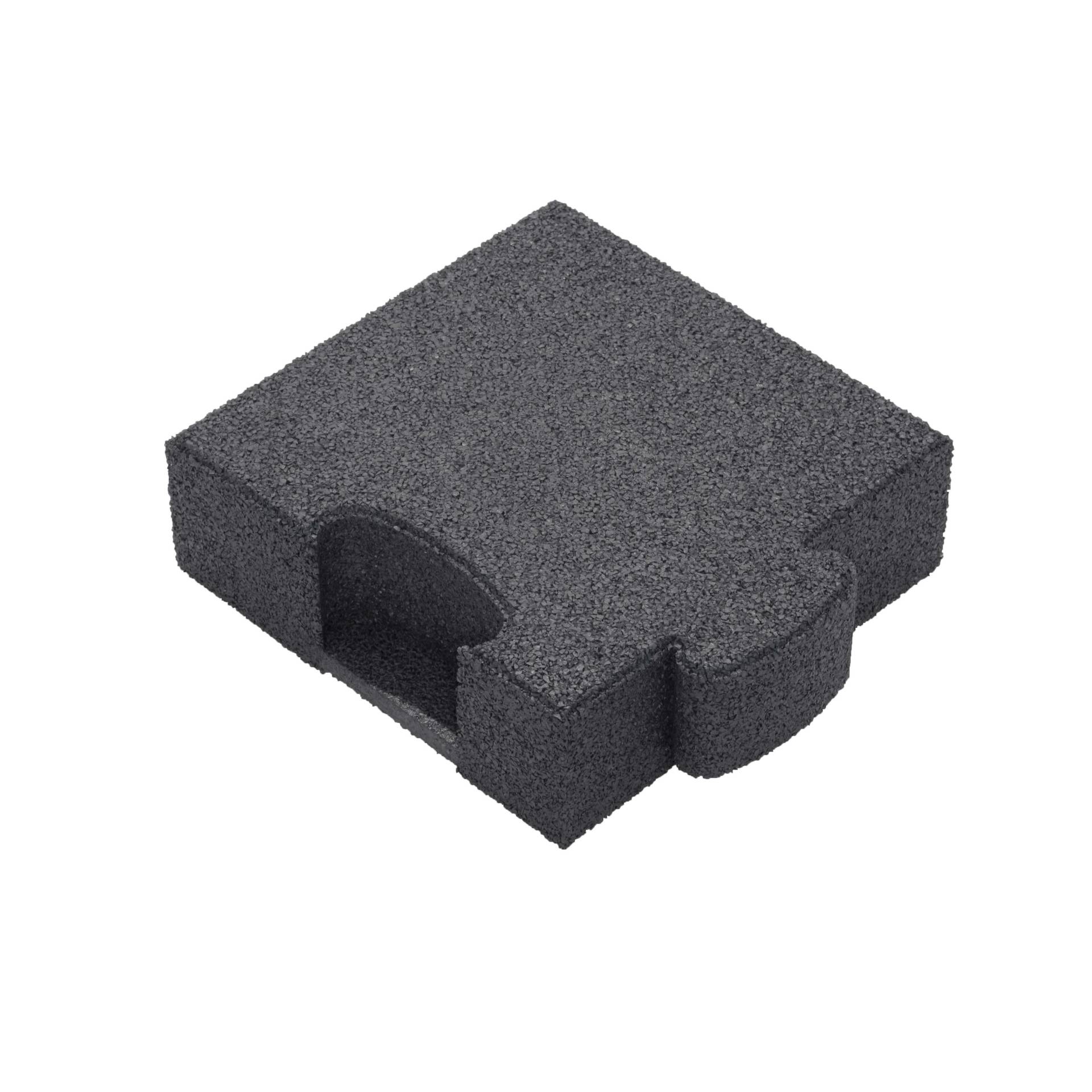 Gum-tech Eckstück "Gerade" für Fallschutzplatten, 25x25 cm, Grau, 4,5 cm von Gum-Tech