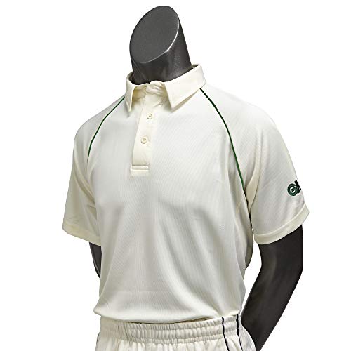 Gunn & Moore Teknik Herren kurzärmeliges Cricketshirt Größe L Beige - Cream/Green von Gunn & Moore