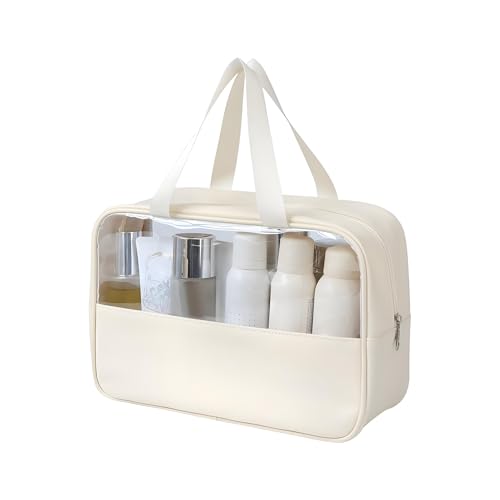 Gupcaqosjw Durchsichtige Makeup Tasche, Transparente Aufbewahrungshandtasche, Wasserfeste Toilettentasche Mit Tragegriff, Für Frauen Mädchen Tägliche Schönheitswerkzeuge Handtücher von Gupcaqosjw