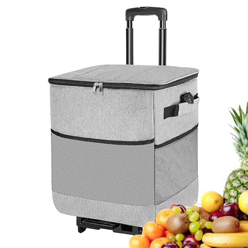 Gupcaqosjw Kühlbox Mit Rädern Und Griff,35L Große Isolierte Rollkühlbox - Wiederverwendbare Isolierbox Tragbarer Wagen Für Reisen Camping Angeln Picknick Unterwegsverpflegung von Gupcaqosjw
