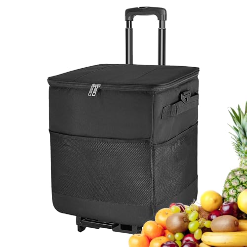 Gupcaqosjw Kühlbox mit Rädern, 35L Große Isolierte Rollkühlbox, Wiederverwendbare Isolierbox Tragbarer Wagen Für Reisen Camping Angeln Picknick Unterwegsverpflegung von Gupcaqosjw