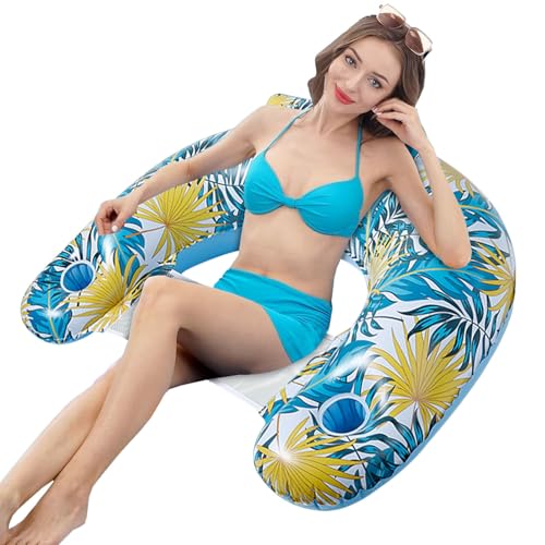 Gupcaqosjw Luftmatratze Pool, 115 X 85 cm Wasserhängematte, Aufblasbares Schwimmbett, Schwimmender Stuhl, Schwimmsitz Mit Getränkehalter, Poolsitz, Sonnenstuhl, Wasser Relaxstuhl von Gupcaqosjw