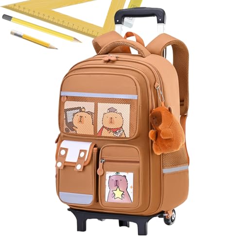 Gupcaqosjw Rollender Rucksack,Capybara Reiserucksack Mit Rollen - Großes Fassungsvermögen Ausziehbarer Griff Reisekoffer Für Mädchen Kinder Schule College Arbeit von Gupcaqosjw