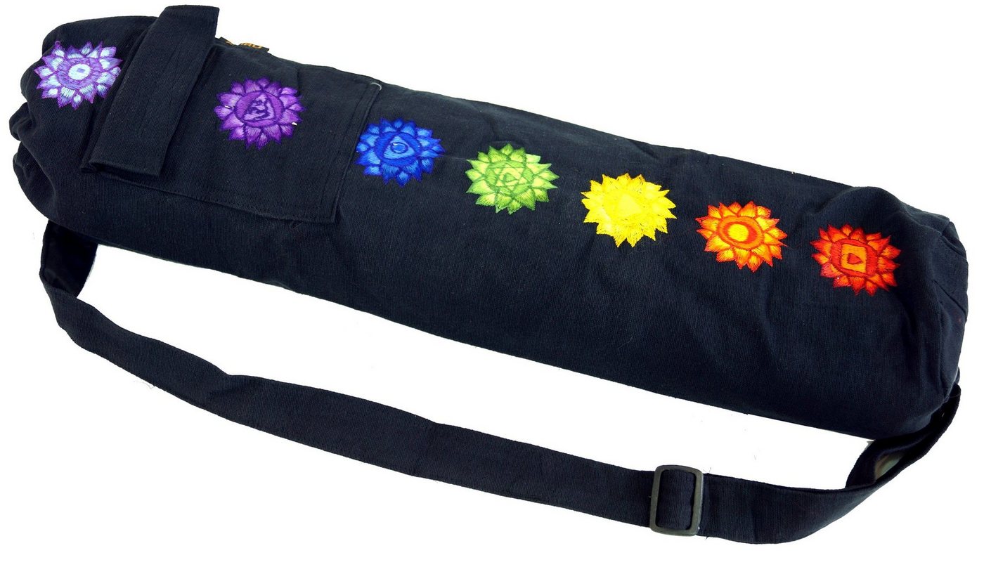 Guru-Shop Aufbewahrungstasche Yogamatten-Tasche 7 Chakra - schwarz von Guru-Shop