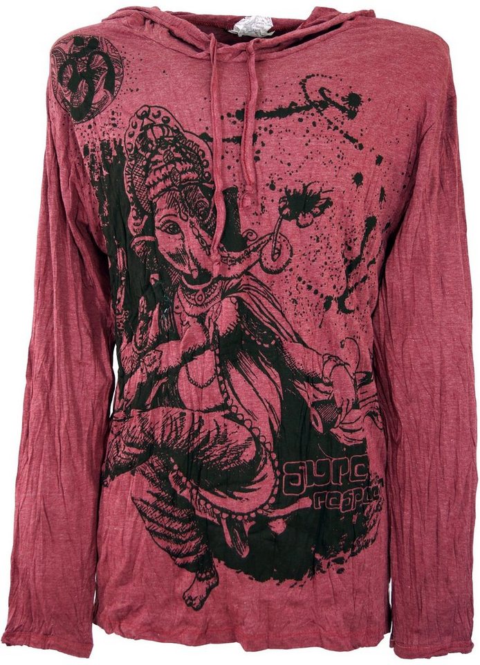 Guru-Shop T-Shirt Sure Langarmshirt, Kapuzenshirt Dancing Ganesh.. Goa Style, Festival, alternative Bekleidung von Guru-Shop