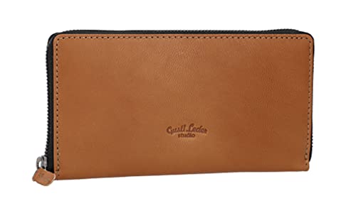 Gusti Geldbörse Leder - Cara Portemonnaie Brieftasche lang Geldbeutel viele Fächer Damen Leder (Haselnuss) von Gusti