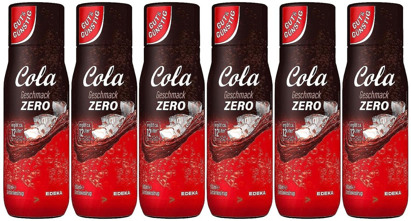 Gut & Günstig Trinkflasche Cola Zero Getränkesirup 6er Pack (6x500ml) 00402249 (5,65€/l) von Gut & Günstig