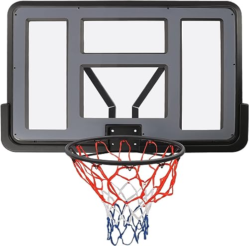 Basketball-Rückwand und Rim Combo, Stange montieren Bruchsicherer Basketballkorb Mit Einstellbar Basketballtor, PET-Rückwand, für die Turnhalle Drinnen draußen,110 * 75cm von Gvqng