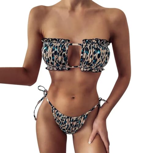 Gyios Badeanzug Damen Bikini Push Up High Taille Badeanzug Frauen Leopardenmuster Bikinis Set Badeanzug Strand Bikini Frauen-ö-s von Gyios